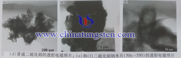 普通二硫化鉬和二硫化鉬納米片TEM